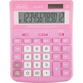 Калькулятор настольный ПОЛНОРАЗМЕРНЫЙ Attache AF-447R,12р,дв.пит,розов