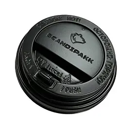 Крышка для стакана Сканди Пакк 90 мм пластиковая черная с клапаном 1000 штук в упаковке