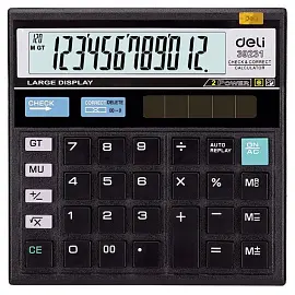 Калькулятор настольный Deli 39231 12-разрядный черный 129х129х25 мм