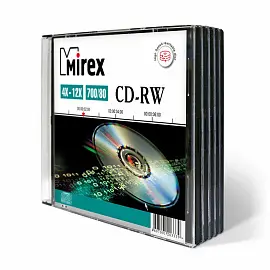 Диск CD-RW Mirex 700 МБ 4x -12x slim box UL121002A8F (5 штук в упаковке)