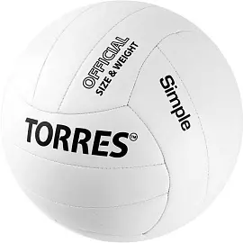 Мяч волейбольный Torres Simple (размер 5) белый/черный