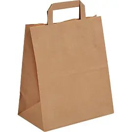 Крафт-пакет бумажный коричневый с плоскими ручками 28x12x32 см 80 г/кв.м био (250 штук в упаковке)