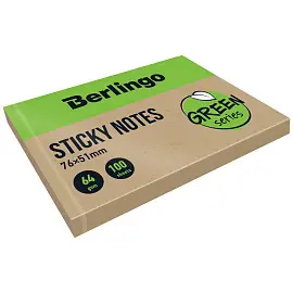 Самоклеящийся блок Berlingo "Green Series", 76*51мм, 100л., крафтовая бумага