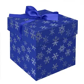 Коробка складная подарочная MESHU "Snowflakes", (15*15*15см), с лентой, отд. фольгой