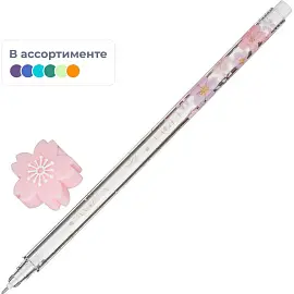 Ручка гелевая неавтоматическая в ассортименте M&G Sakura Rain синяя (толщина линии 0.35 мм)