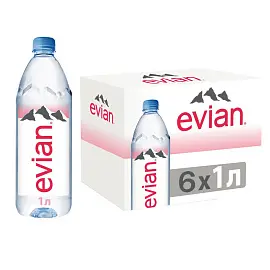 Вода минеральная Evian негазированная 1 л (6 штук в упаковке)