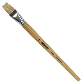 Кисть ПИФАГОР, ЩЕТИНА, плоская, № 18, деревянная лакированная ручка, пакет с подвесом, 200878