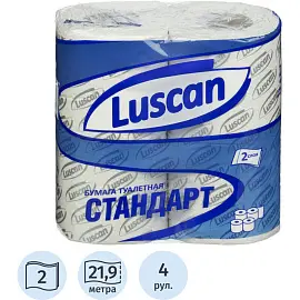 Бумага туалетная Luscan Standart 2-слойная белая (4 рулона в упаковке)