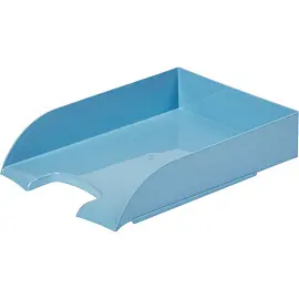 Лоток горизонтальный для бумаг Комус Ницца пластиковый голубой