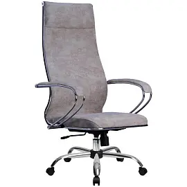 Кресло для руководителя Метта L 1m 42 Bravo 118/003 бежевое (ткань, металл)