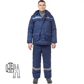 Костюм рабочий зимний мужской з12-КПК с СОП синий/васильковый (размер 60-62, рост 170-176)
