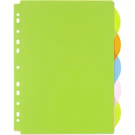Разделитель листов пластиковый Attache Selection А4+ 5 листов по цветам (246x305 мм)