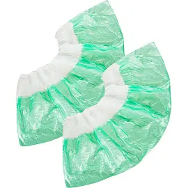 Бахилы одноразовые полиэтиленовые EleGreen текстурированные 3.5 г белые/зеленые (50 пар в упаковке)