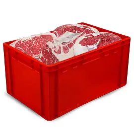 Ящик для мяса из ПНД 600x400x300 мм красный