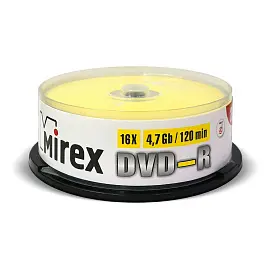 Диск DVD-R Mirex 4.7 ГБ 16x cake box UL130003A1M (25 штук в упаковке)