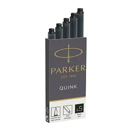 Картриджи чернильные для перьевой ручки Parker черные (5 штук в упаковке, артикул производителя 1950382)