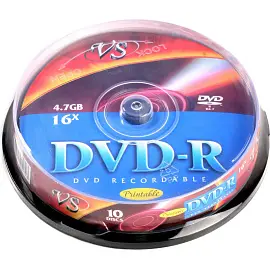 Носители информации DVD-R 4,7 GB 16x, VS, 10шт/уп Ink Print