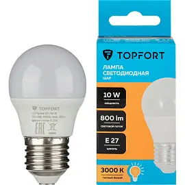 Лампа светодиодная Topfort E27 10W 3000K шар