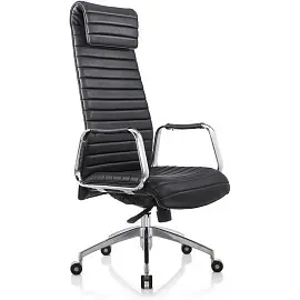 Кресло для руководителя Easy Chair 528 ML черное (натуральная кожа с компаньоном, алюминий)