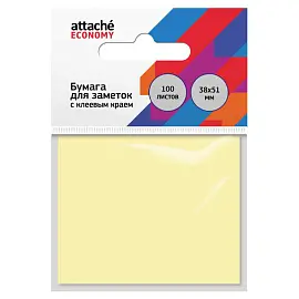 Стикеры Attache Economy 38x51 мм пастельный желтый (1 блок, 100 листов)