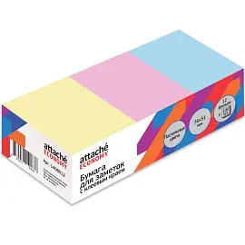 Стикеры 76x51 мм Attache Economy пастельные 3 цвета (12 блоков по 100 листов)