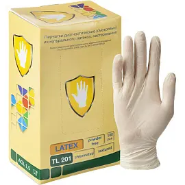 Перчатки медицинские смотровые латексные Safe and Care TL 201 текстурированные нестерильные неопудренные размер L (8-9) желтые (50 пар/100 штук в упак