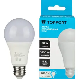 Лампа светодиодная Topfort E27 20W 4000K груша