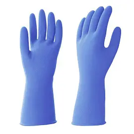 Перчатки латексные КЩС, сверхпрочные, плотные, хлопковое напыление, размер 8,5-9 L, большой, синие, HQ Profiline, 74735