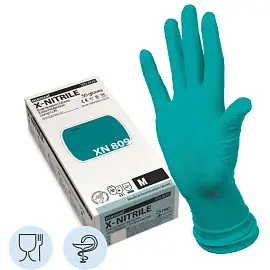 Перчатки медицинские смотровые Manual XN 809 нитриловые зеленые (размер M, 50 штук/25 пар в упаковке)