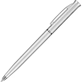 Ручка шариковая автоматическая синяя (серебристый корпус, толщина линии 0.7 мм)