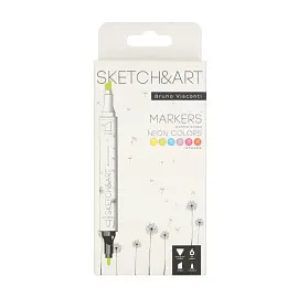 Набор маркеров Sketch&Art 6 неоновых цветов (толщина линии 3 мм)