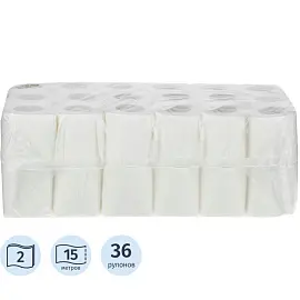 Бумага туалетная 2-слойная белая (30 рулонов в упаковке)