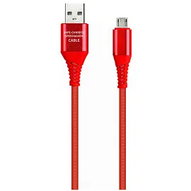 Кабель Smartbuy Gear, USB2.0 (A) - microUSB (B), в резиновой оплетке, 2A output, 1м, красный