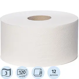 Бумага туалетная в рулонах Focus Jumbo Premium 3-слойная 12 рулонов по 120 метров (артикул производителя 5077831)