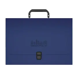 Папка-портфель пластиковая ErichKrause Megapolis А4 синяя (372х252, 1 отделение)