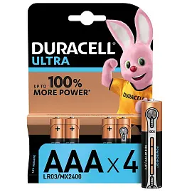 Батарейка ААА мизинчиковая Duracell Ultra (4 штуки в упаковке)