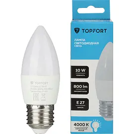 Лампа светодиодная Topfort E27 10W 4000K свеча