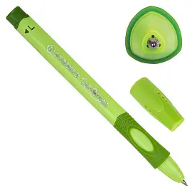 Ручка шариковая с грипом STABILO "Left Right", СИНЯЯ, для левшей, корпус зеленый, узел 0,8 мм, линия письма 0,4 мм, 6318/2-10-41