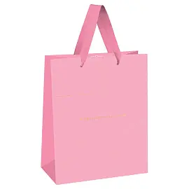 Пакет подарочный 18*23*10см MESHU "Monocolor. Pink", отд. фольгой, матовая ламинация