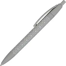 Ручка шариковая автоматическая Attache Comfort синяя корпус soft touch (серый корпус, толщина линии 0.5 мм)