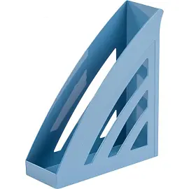 Лоток вертикальный для бумаг 90 мм Комус Ницца пластиковый голубой