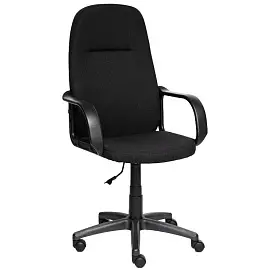 Кресло для руководителя Leader черное (ткань, пластик)