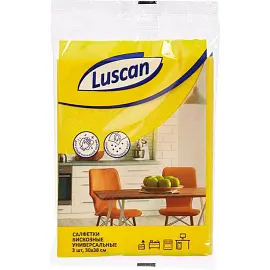 Салфетки хозяйственные Luscan вискоза 30x38 см 90 г/кв.м 3 штуки в упаковке