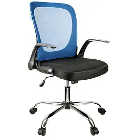 Кресло оператора Helmi HL-M04 "Active", ткань, спинка сетка синяя/сиденье TW черн, рег. подлокот, хром
