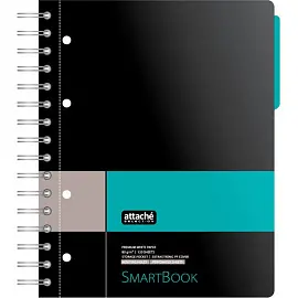 Бизнес-тетрадь Attache Selection Smartbook А5 120 листов серая/бирюзовая в клетку на спирали (181х212 мм)