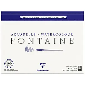 Альбом для акварели, 25л., 30*40, на склейке Clairefontaine "Fontaine Demi-satine", 300г/м2, горяч. пресс., полу-сатин