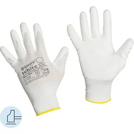 Перчатки рабочие Gward White PU1001 нейлоновые с полиуретановым покрытием белые (4 нити, 13 класс, размер 8, M, 12 пар в упаковке)