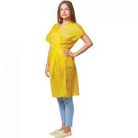 Халат одноразовый нестерильный Чистовье Кимоно желтый (размер 50-56, 10 штук в упаковке)