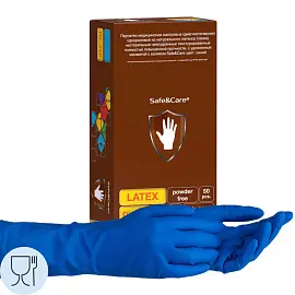 Перчатки медицинские смотровые Safe and Care High Risk DL 210 латексные неопудренные синие (размер S, 50 штук/25 пар в упаковке)