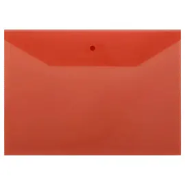 Папка-конверт на кнопке СТАММ А4, 120мкм, пластик, прозрачная, красная